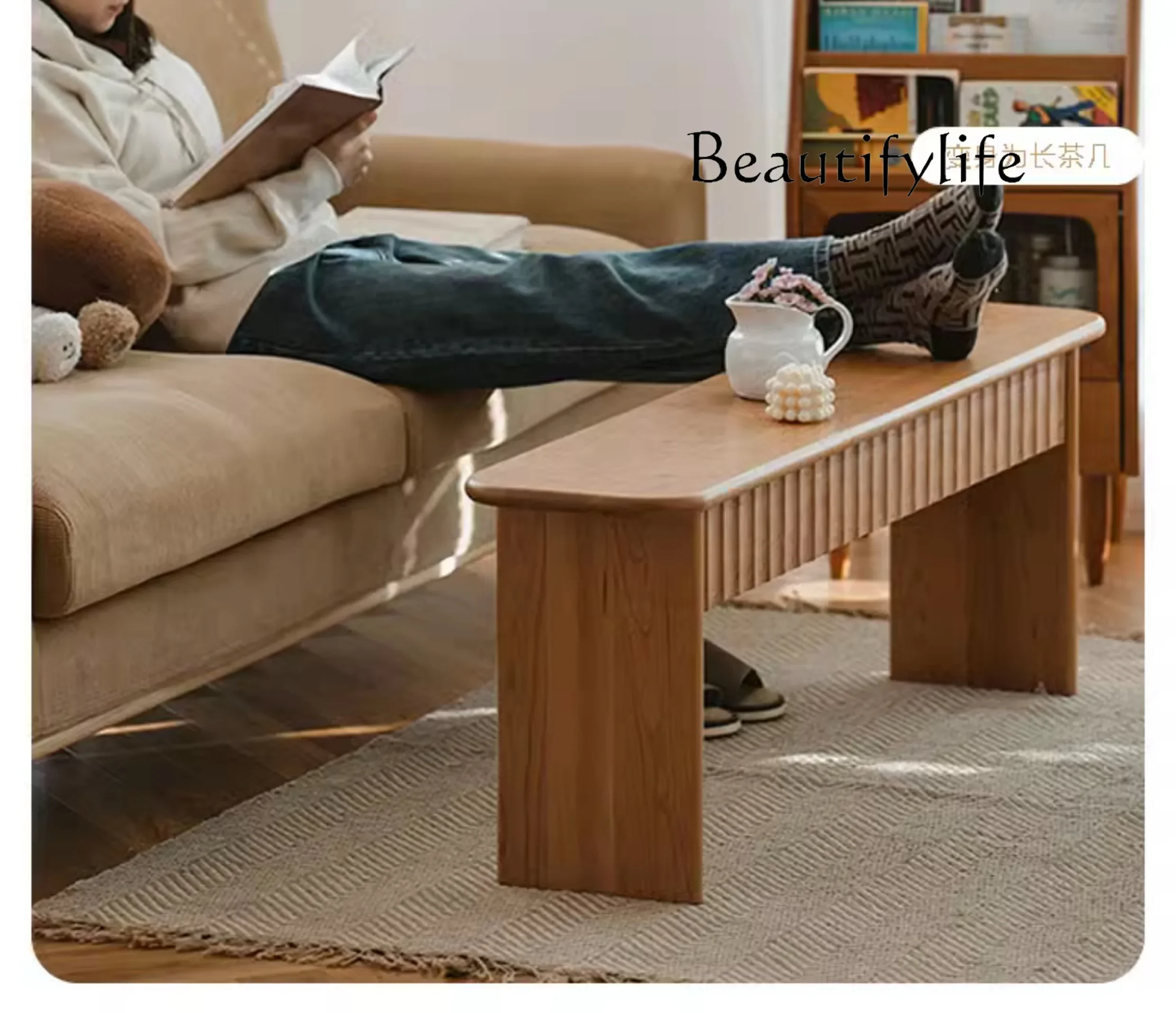 

Japanese-Style Solid Wood Bench Modern Minimalist Mid-Ancient Wind Bench