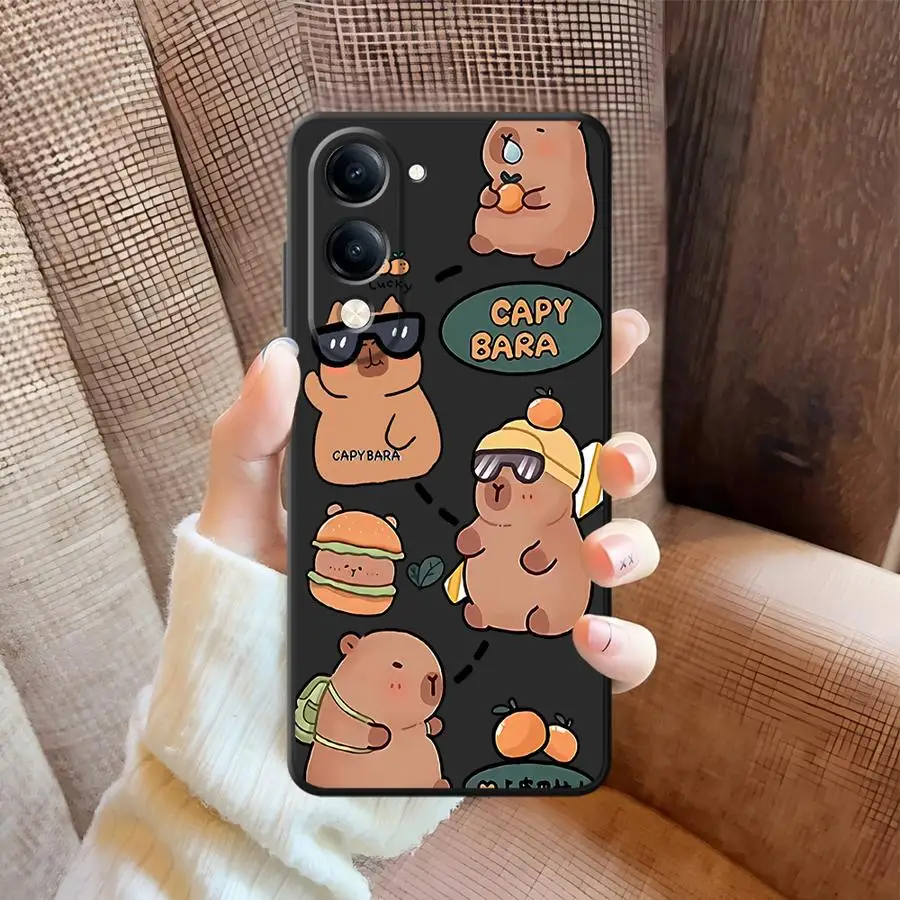Capibara Custodia carina per Vivo Y75 Y81 Y52S Y93 V27 Y53S V29 V21E V23 Y50 Y95 Y71 Y91 Y51S Y78 V25 V30 Cover posteriore morbida per telefono