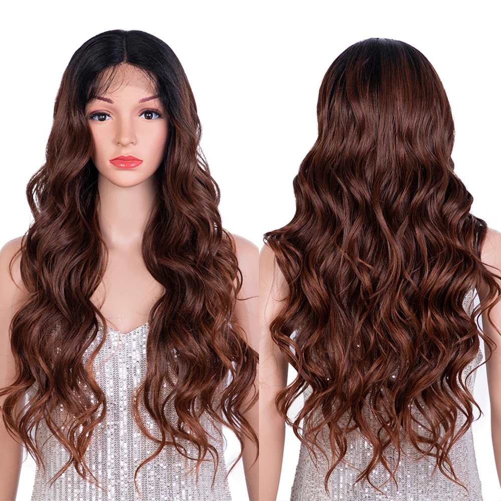 

Синтетические парики для косплея на сетке спереди для женщин, длинные волнистые волосы с ребенком, парик на сетке, коричневые, светлые, красные парики с Омбре, термостойкие