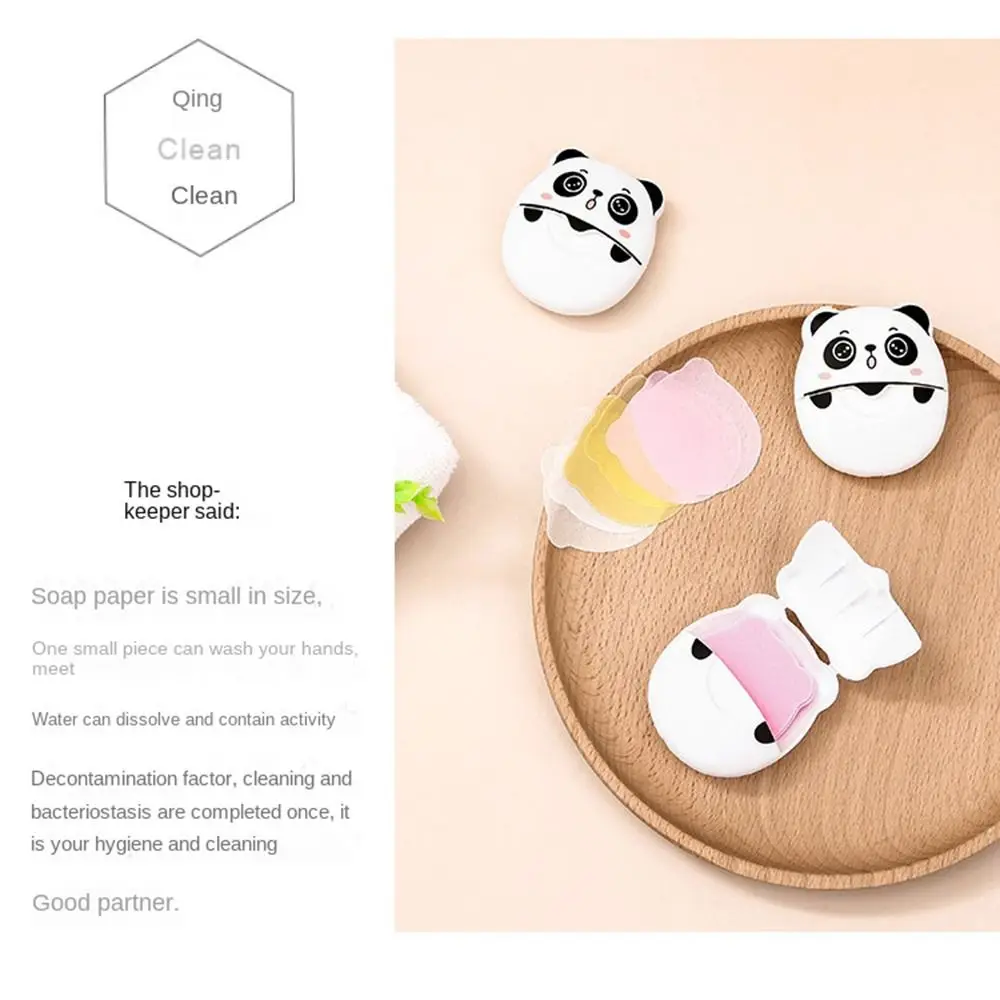 Panda Shape Paper Soap Boxed Soap Scented Slice Soap Tablets Fragrant Tablets Cleaning Supplies Cleaning Soaps Children