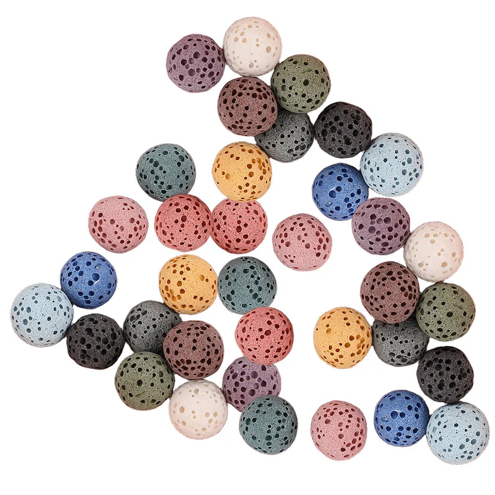 

42 Pcs Volcanic Stone Diffuser Beads Home Natural Essential Oils Jewelry for Women Colorful Lava Rock Round