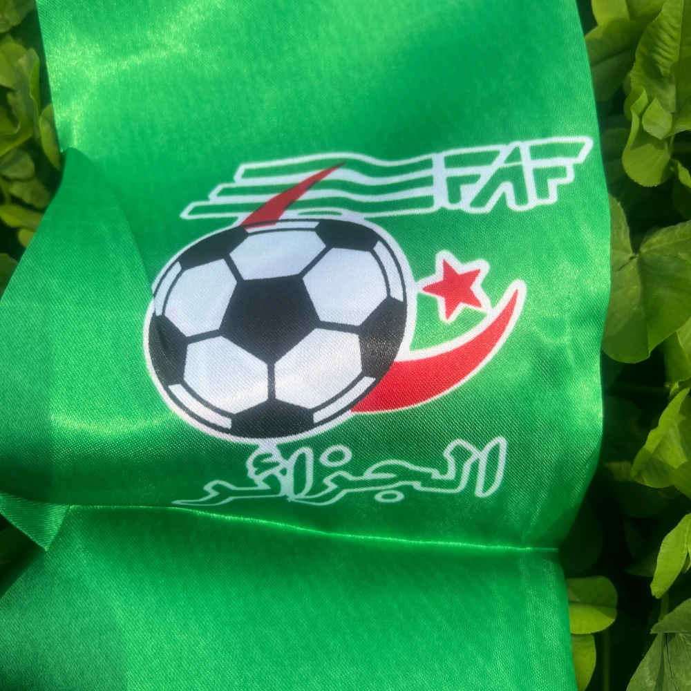 Algeria football scarf 14*130cm Algeria football team scarf printed satin Algerian sports flag