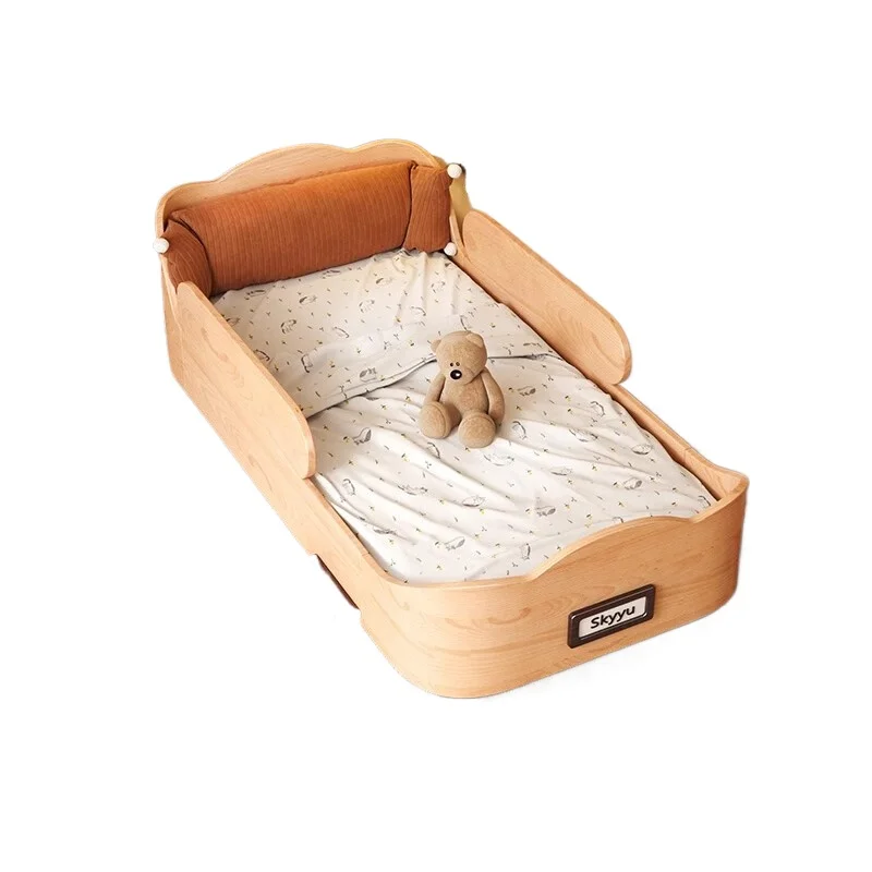 

Solid wood bed with guardrail