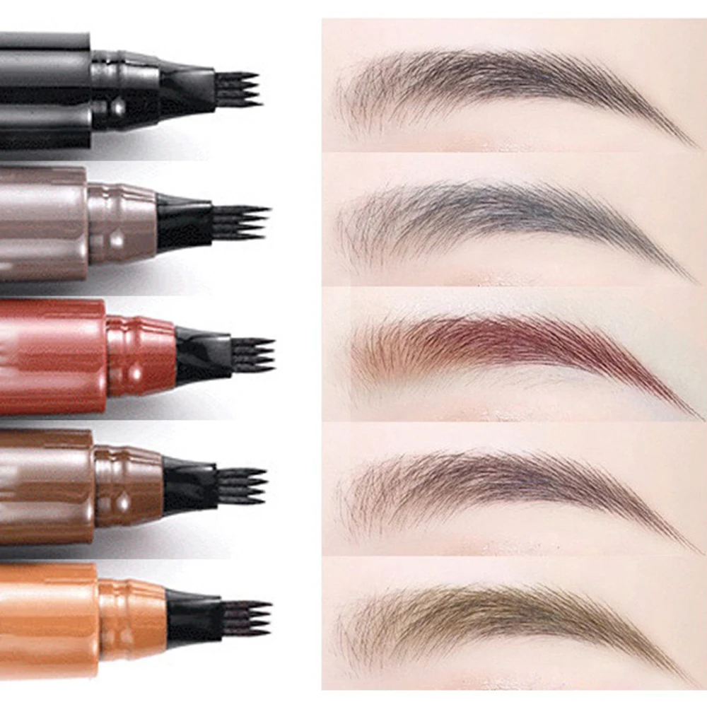 Four-pronged Eyebrow Pencil Eyebrow Pen Waterproof 4 Fork Tips Eyebrow Tattoo Pencil Long Lasting Anti-smudged Eyebrow Pencils