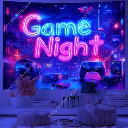 Game Over Game Zone UV Reactive Tapestry E-Sports Room Game Controller Tapestry Hippie Tapiz Neon Background Room Wall Decor