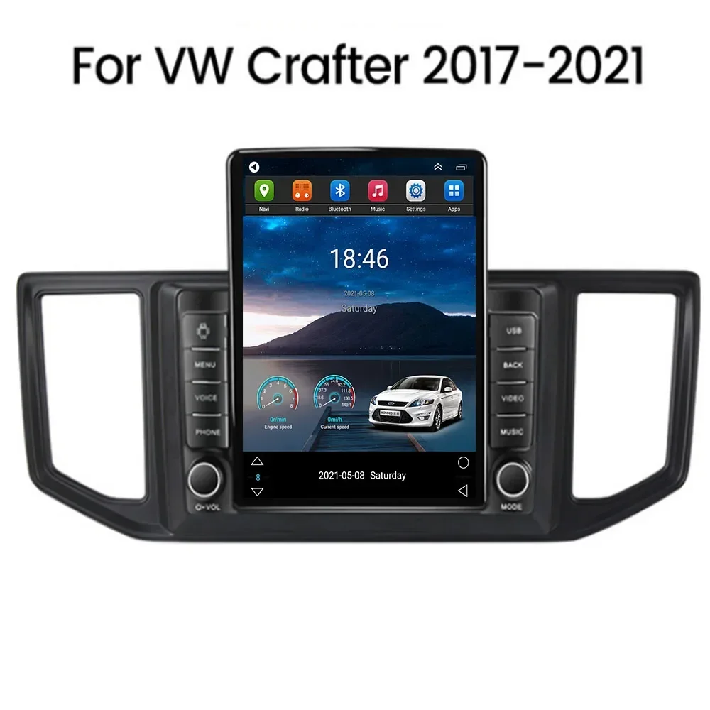 9.7 inch Vertical Screen Android 14 Car Radio Player For VW Amarok 2017-2050 Crafter Van Man2017+ For Tesla Style GPS Carplay