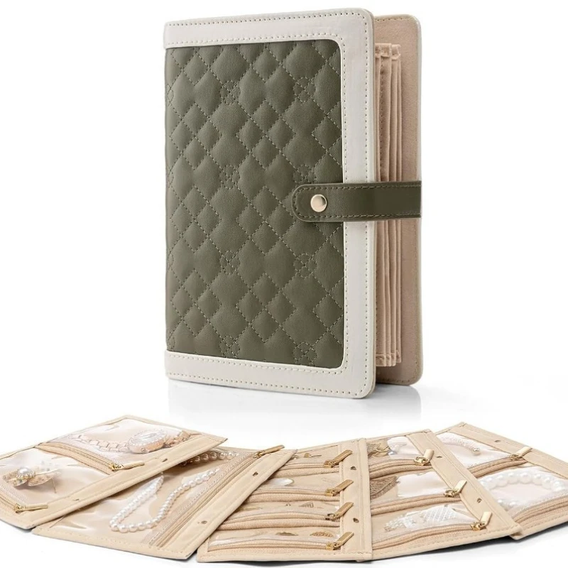 Luxury Leather Jewelry Organizer Book - Large Capacity Binder for Earrings, Necklaces & Loose-leaf Storage