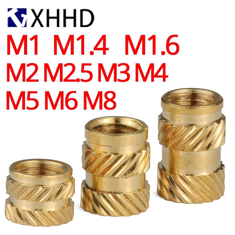 M1 M1.4 M1.6 M2 M2.5 M3 M4 M5 M6 M8 Insert Brass Nut Knurled Thread Nutsert Hot Melt Heat Injection Molding Embedded Copper Nut