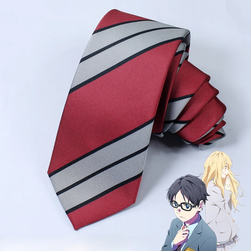 Yamato Koichi Miyazono Kaori Awabe Tsubaki Popular Anime Peripheral Accessories Character Striped Tie Cosplay Costumes DIY Props