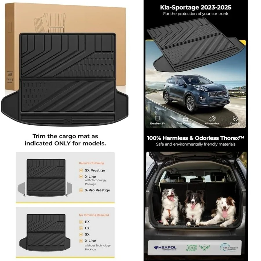 

Cargo Liner for Kia Sportage（with Subwoofer） 2023-2025 2026, TPE All Weather Custom Fit Cargo Liner for Kia Sportage for Cargo Mat Anti-Slip Heavy Duty Accessorious, Black (Not Fit Hybrid or PHEV)