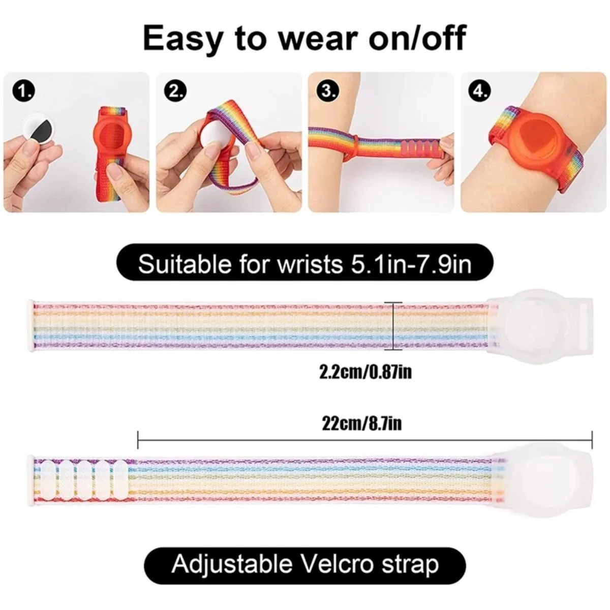 For Apple AirTags Kids Wristband Nylon Strap Anti-Scratch Cover Accessories for Airtag GPS Tracker Holder Watch Strap Bracelet image 4