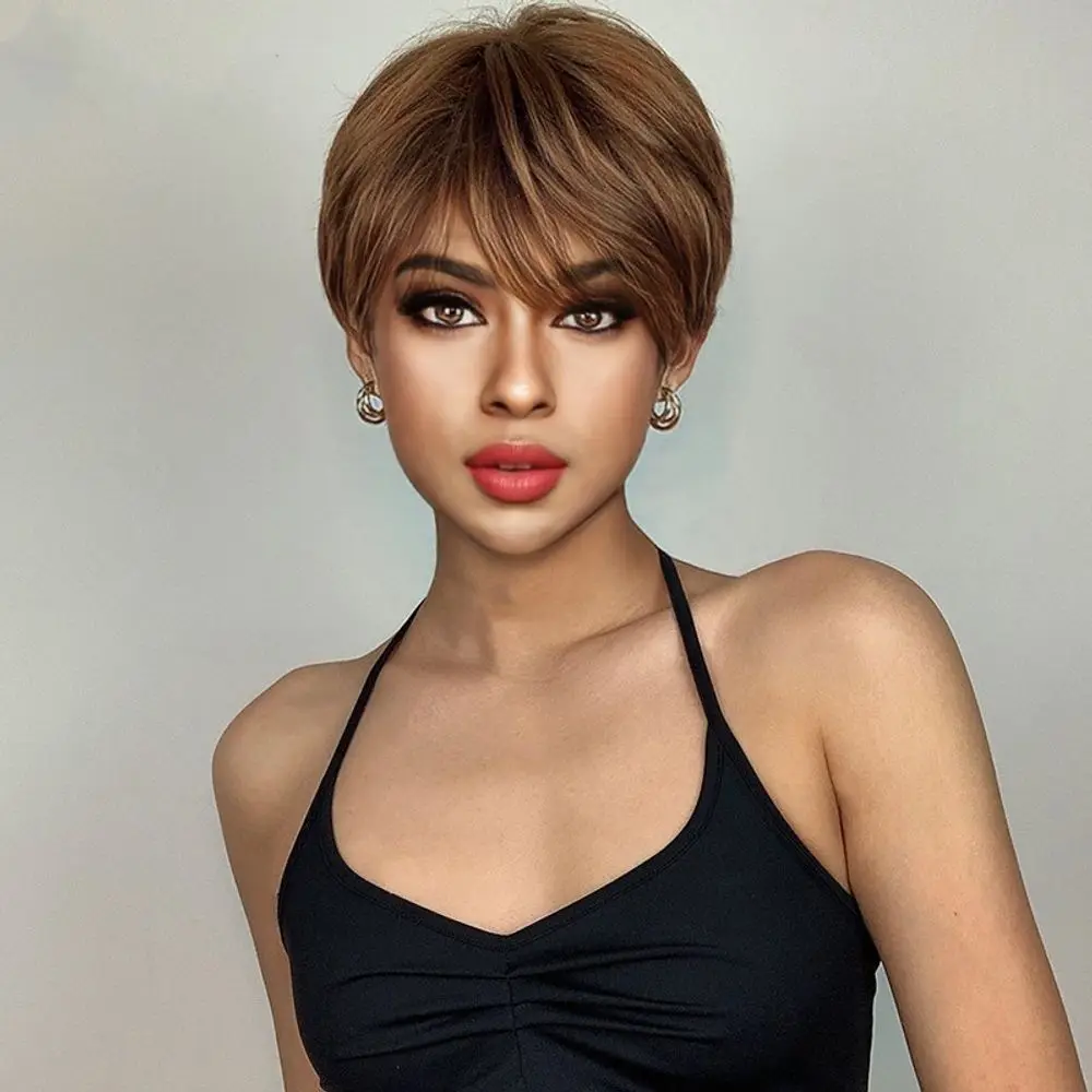 

Women's pixie stylish short hair High Temperature Fiber Synthetic Wigs Pelucas Hair Daily Party Use