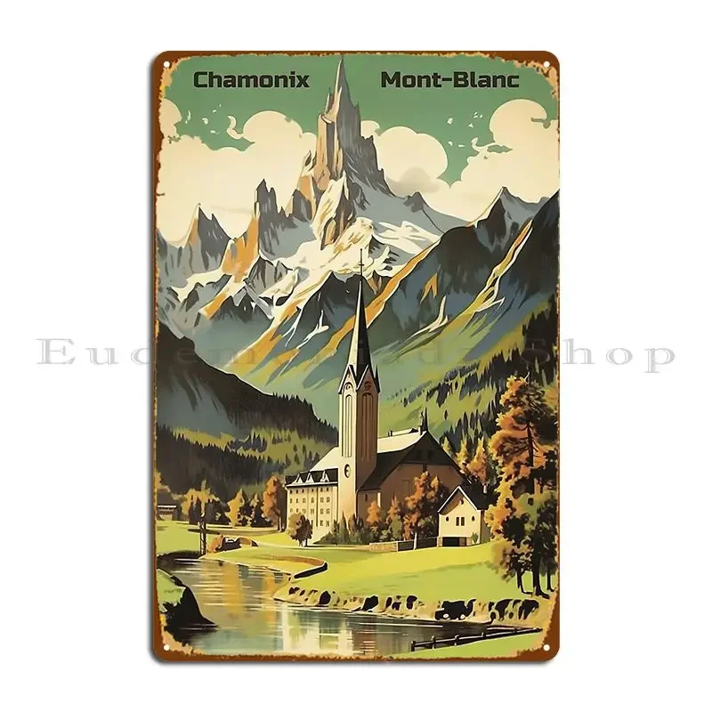 Chamonix Mont Blan Ski Poster Metal Plaque Poster Rusty Garage Club Bar Print Cinema Tin Sign Poster