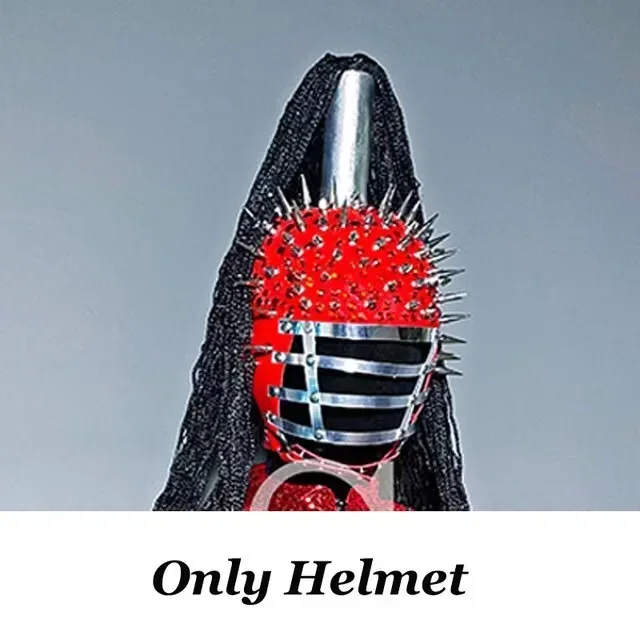 Discoteca Gogo Abiti da ballo Casco punk Drag Queen Outfit Abbigliamento rave Rivetto rosso Paillettes Tuta Cantante Costume di scena