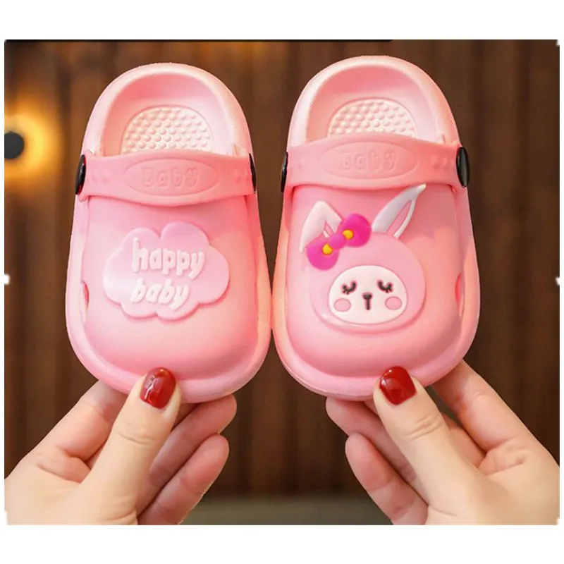 Kids Cute Cartoon Garden Shoes Boys Girls Baotou Anti-kick Indoor Outdoor Children Slippers Water Shower Beach Pool Sandals 2-5Y