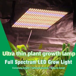 Full Spectrum LED Plant Growth Light, adequado para estufa, interior, ultra-fino, 45W, quadrado, plantio, plantio