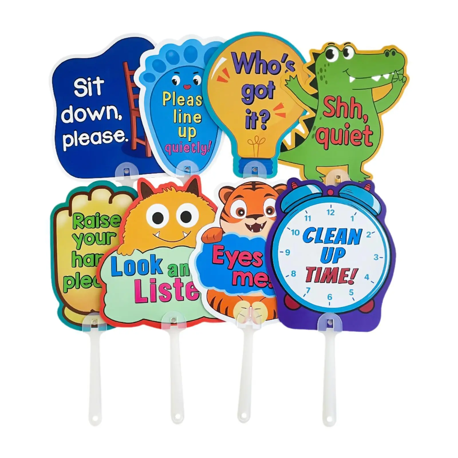 8Pcs Manage Your Class Signs Teaching Aids Teacher Instruction Cards for Kindergarten Nursery Preschool Enlightenment Homeschool