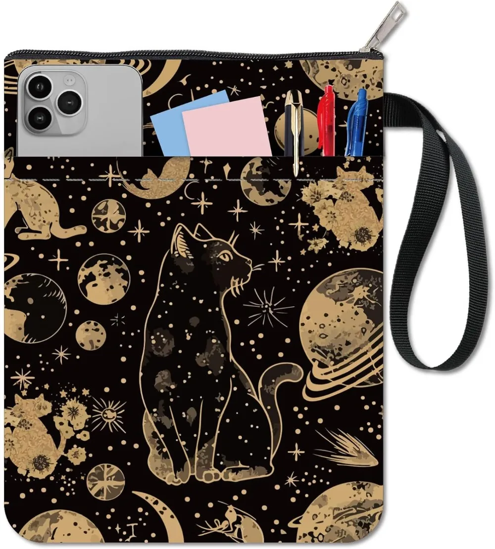 

Чехлы для книг с изображением кошек Galaxy Sleeve Planet Moon Protector для бумажников, моющийся тканевый чехол на молнии