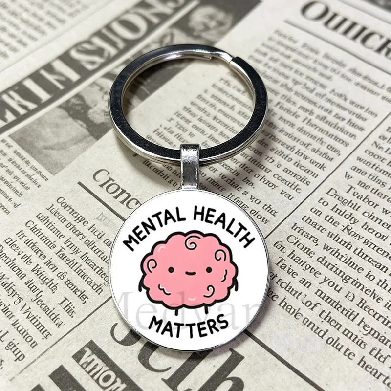 Meaningful Self-care Surprise Gift Stylish Mental Health Focus Glass Dome Keychain Wellness Decor Charm Fashion Key Holder