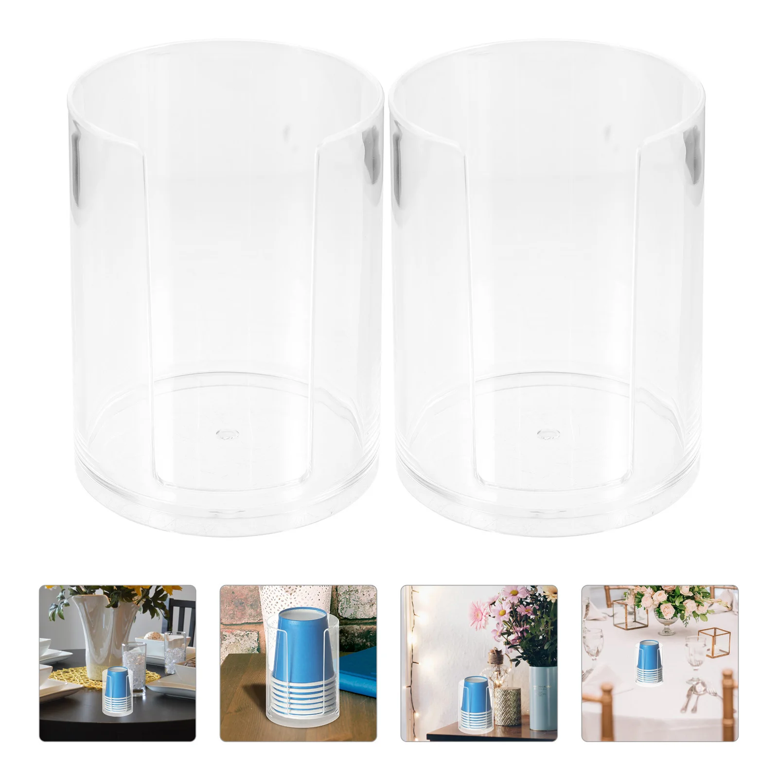 

2pcs Paper Cup Holder Household Rack Small Organizer Storage Box Acrylic Material Smooth Edge Design Ideal for Home Restaurants