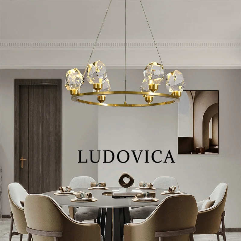 

Modern LED Crystal Living Room Hanging Ceiling Lamp Nordic Dining Room Pendant Light Home Bedroom Indoor Chandelier