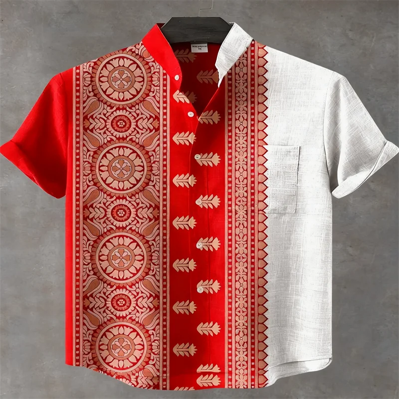 New Men's Shirt: Stylish, casual, and comfortable short-sleeved shirt with ethnic-inspired print and collar, perfect for summer - Image 2