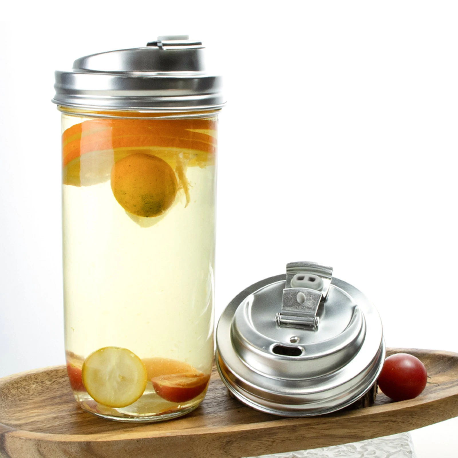 Metal Mason Jar Lid Leak Proof Anticracking Seal Flip Built-in Suction Nozzle for Daily Office Work Outdoors Leisure Occasions
