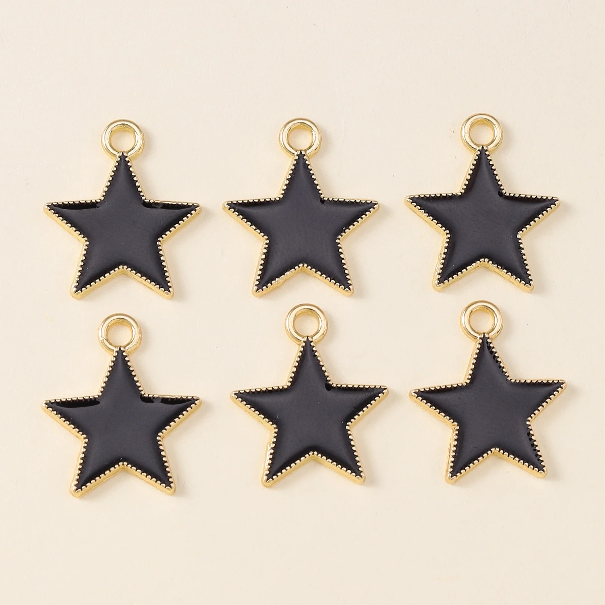 10pcs Enamel Black Five-pointed Stars Charms for Necklace Earring DIY Mini Stars Pendant Handmade Jewelry Finding Making