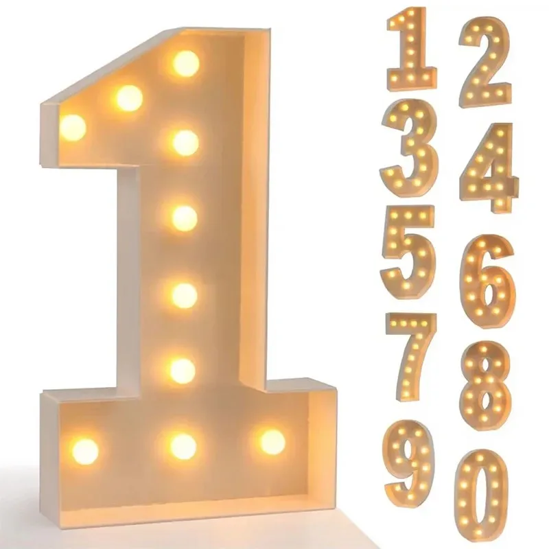 Giant Birthday Figure Led Light Balloon Filling Box 1st Birthday Balloon Number 18 24 30Balloon Frame Wedding Decor Baby Shower