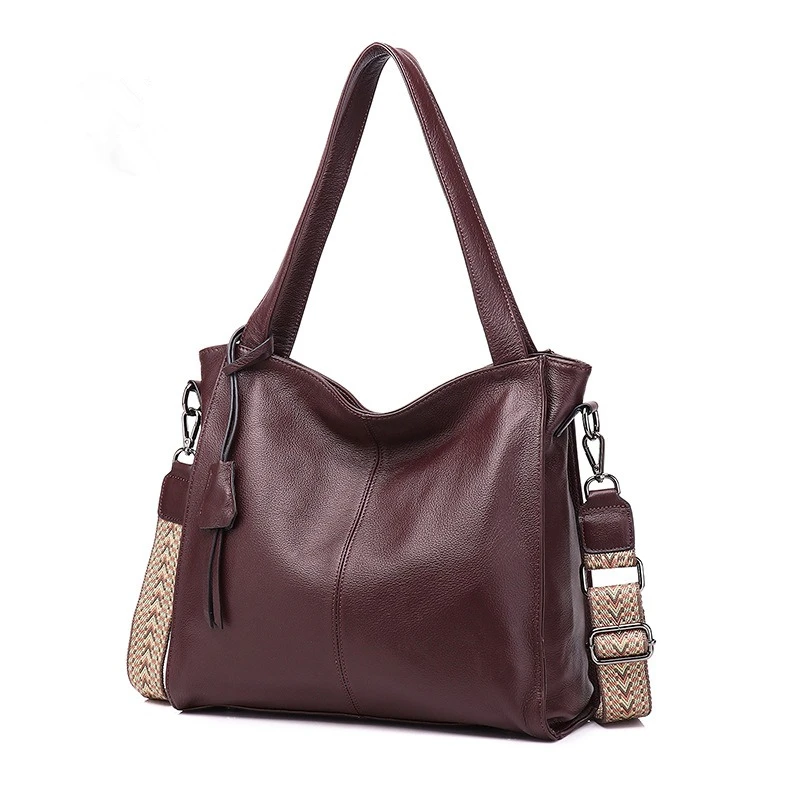 

Nesitu High Quality Casual A4 Black Grey Purple Genuine Leather Women's Handbag Lady Cowhide Shoulder Messenger Bag Tote M6833