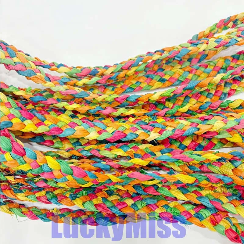  Colorful Dyed Corn Husk 5-Strand Braid Natural Weaving Material for Pet Toys Straw Bags Shoes Home Crafts Making