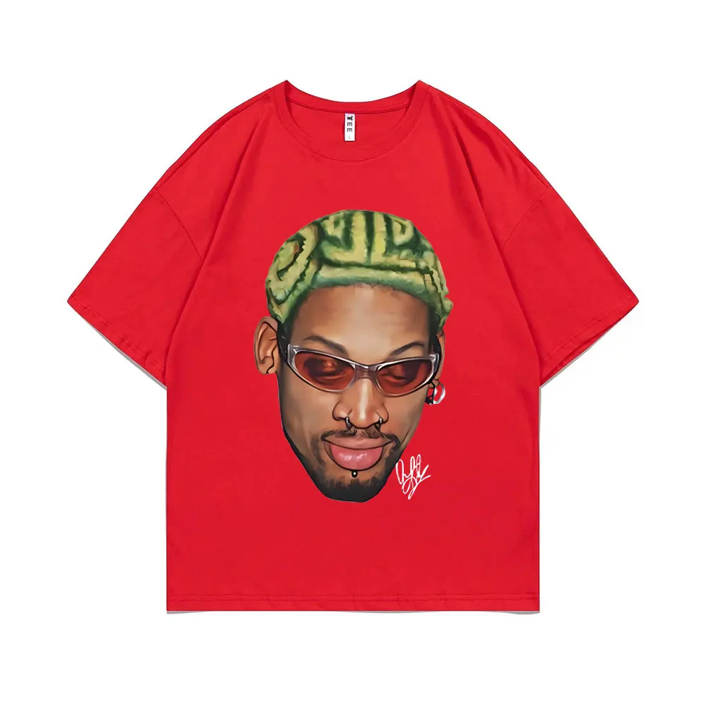 The Worm Dennis Rodman Big Face Graphic T-shirt Men Women Hip Hop Oversized Basketball Boys T Shirts Unisex Vintage Casual Tees