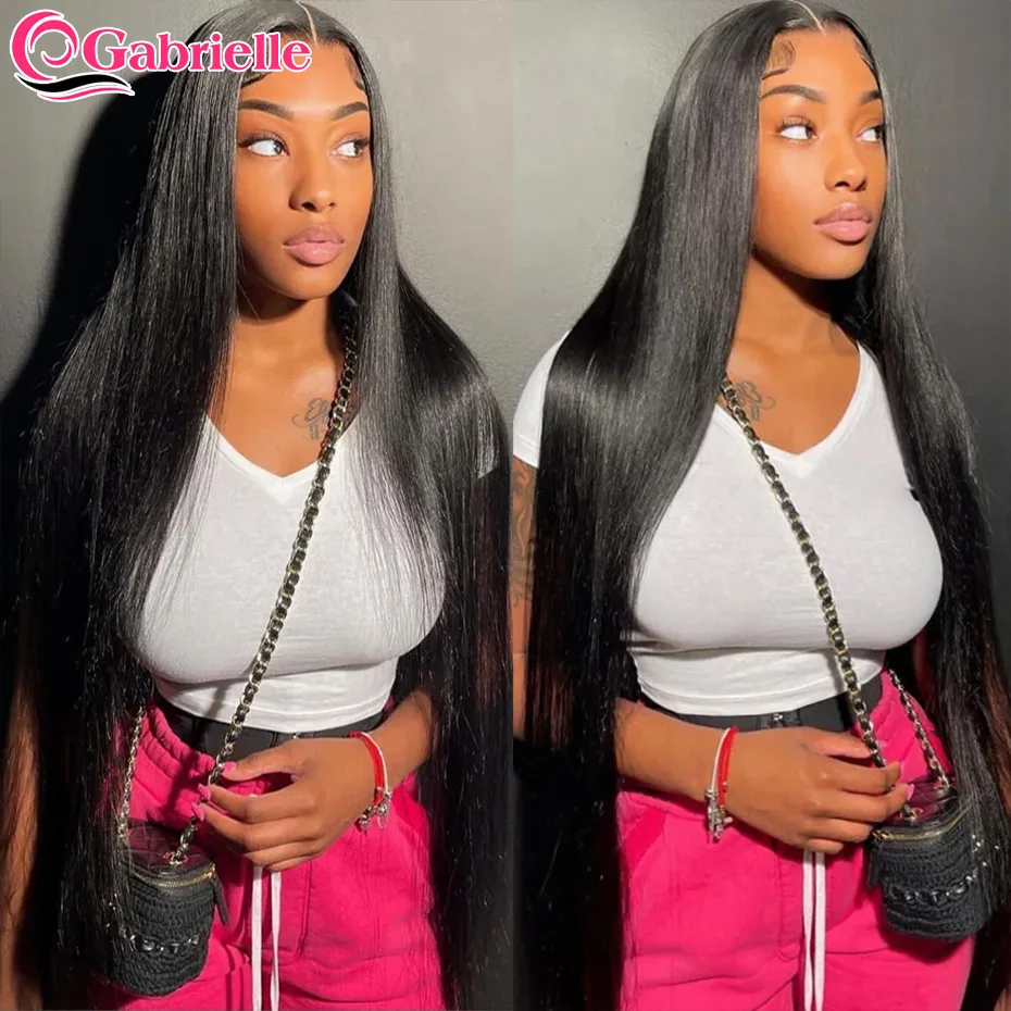 Glueless Human Hair Wigs Wear And Go Pre Cut 4x6 5x5 Lace Closure Wig Brazilian Straight Pre-plucked Lace Front Wig Gabrielle