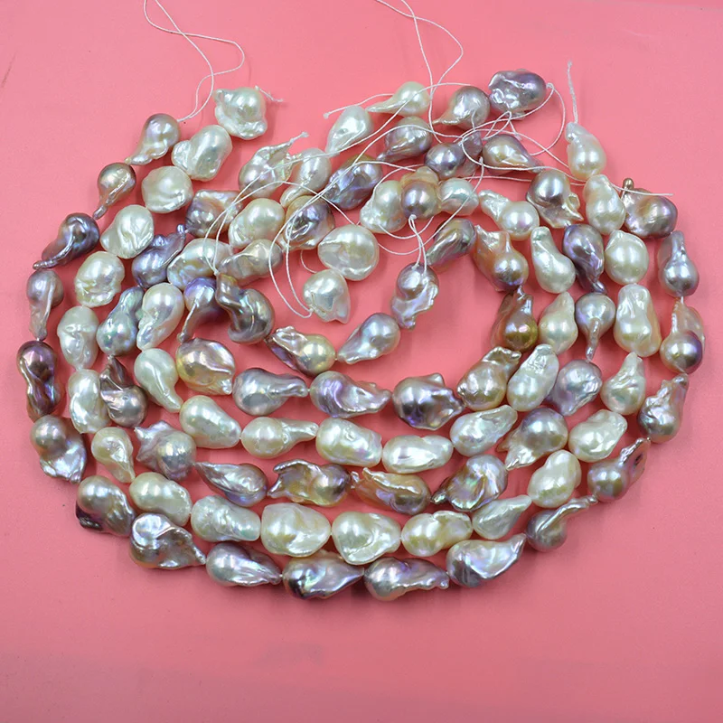 1strand 12-14mm AAAAA white purple natural irregular Baroque pearl loose beads DIY jewelry design necklace bracelet supplies 16
