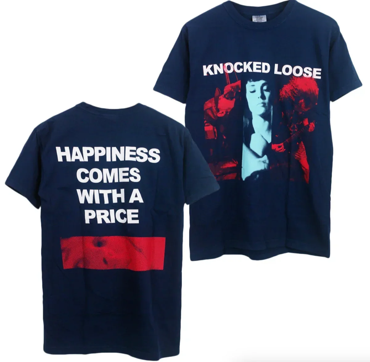 Knocked Loose Unisex T‑Shirt,retro Halftone Portrait Slogan Double Side Graphic Print,edgy Hardcore Aesthetic Casual Street
