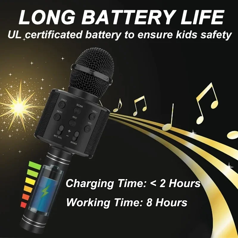 Bluetooth Karaoke Microphone Wireless Karaoke Mic for Adults Kids Singing - Perfect Toys for Girls Birthday Gifts