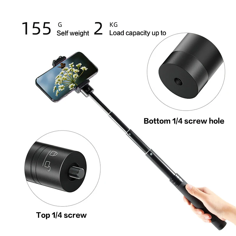 73CM Portable Selfie Stick Adjustable Extension Rod For Action Camera Microphone Stand Camera Monopod Support Durable