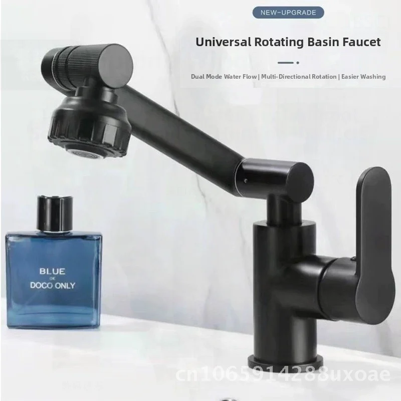 

Universal Mechanical Arm Faucet - Black/Grey Electroplated ABS Basin Tap Hot/Cold Water Modern Minimalist Style for Kitchen Bath