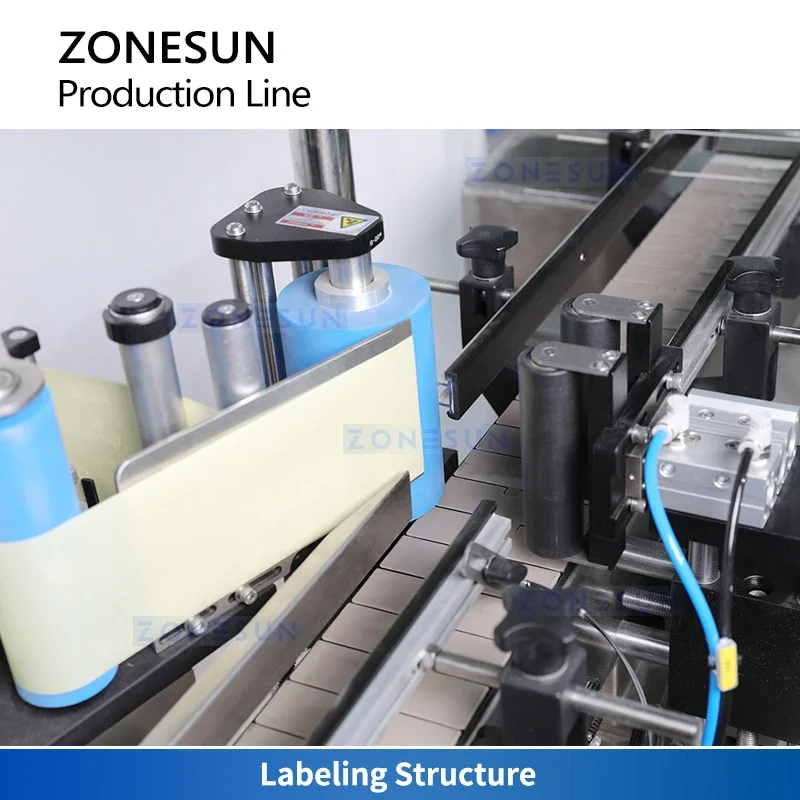 Zonesun Ligne d'embouteillage automatique Piston Filler Trigger Pulvérisateur Machine de capsulage Bouteille ronde Applicateur d'étiquettes ZS-FAL180F10