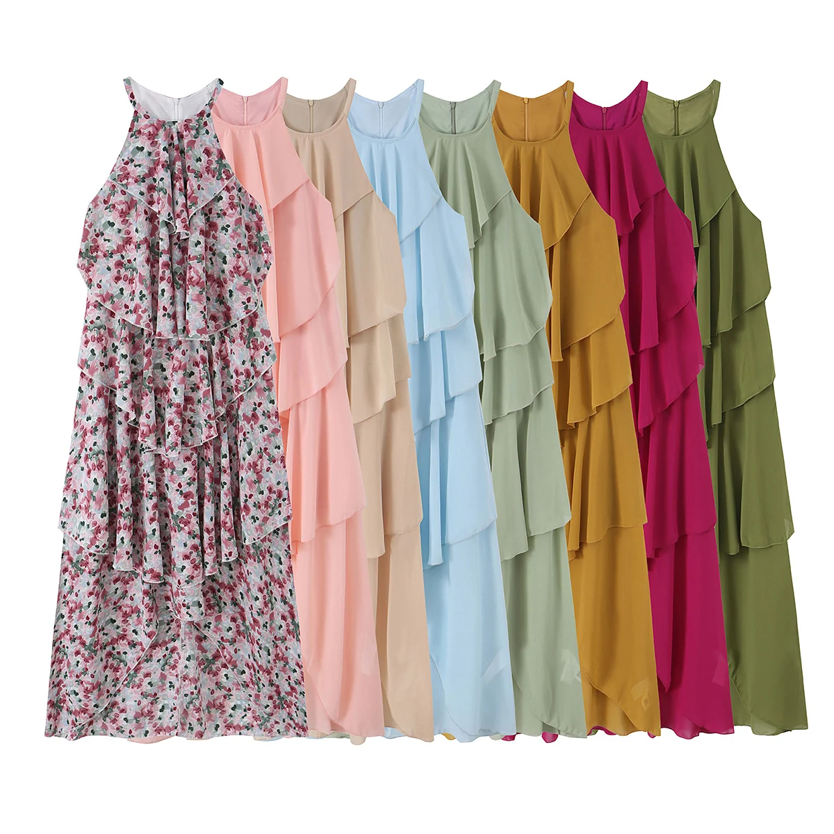 Sundress Midi Floral - 2026년 여름 여성용 우아한 민소매 캐미솔