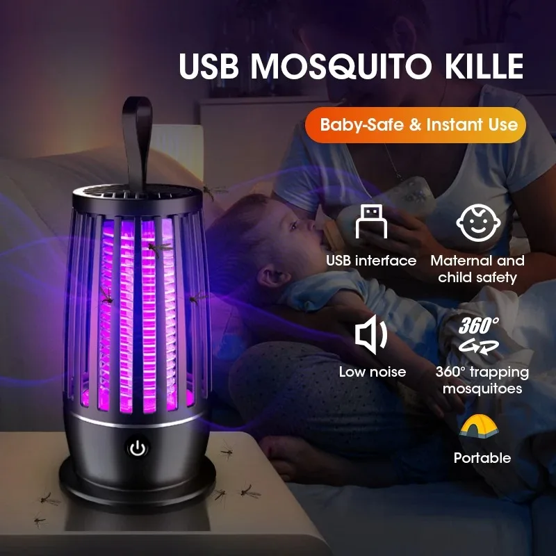 Baby Safe Efficient Portable USB Rechargeable Mini Mosquito Killer Insect Trap for Travel Camping Picnics Home