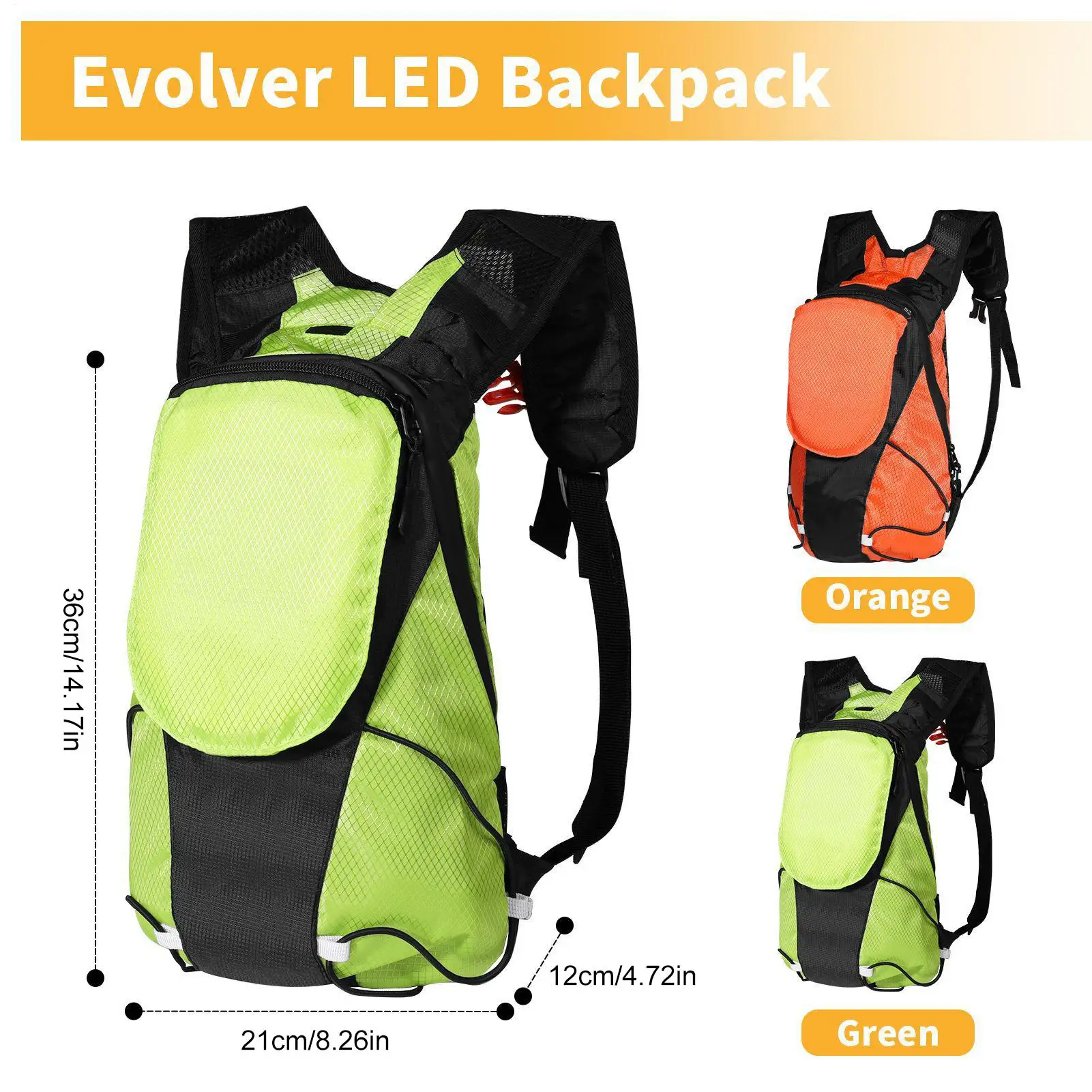 حقيبة LED مضيئة على ظهره حقيبة توهج السلامة ملحقات رياضية خارجية ليلاً للنساء والرجال يمكن أن تستمتع بالتخييم والمشي لمسافات طويلة وركوب الدراجة