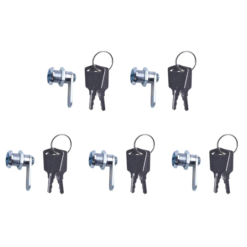 

AT02-5X Cam Lock Desk Drawer Lock 16MM + 10 Keys For Arcade Cupboard Mailbox File Cabinet