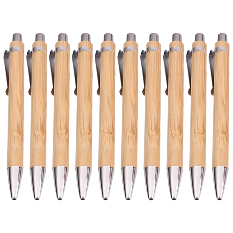 QX2B 10x قلم من الخيزران قابل للسحب قلم كتابة اللوازم المكتبية المدرسية