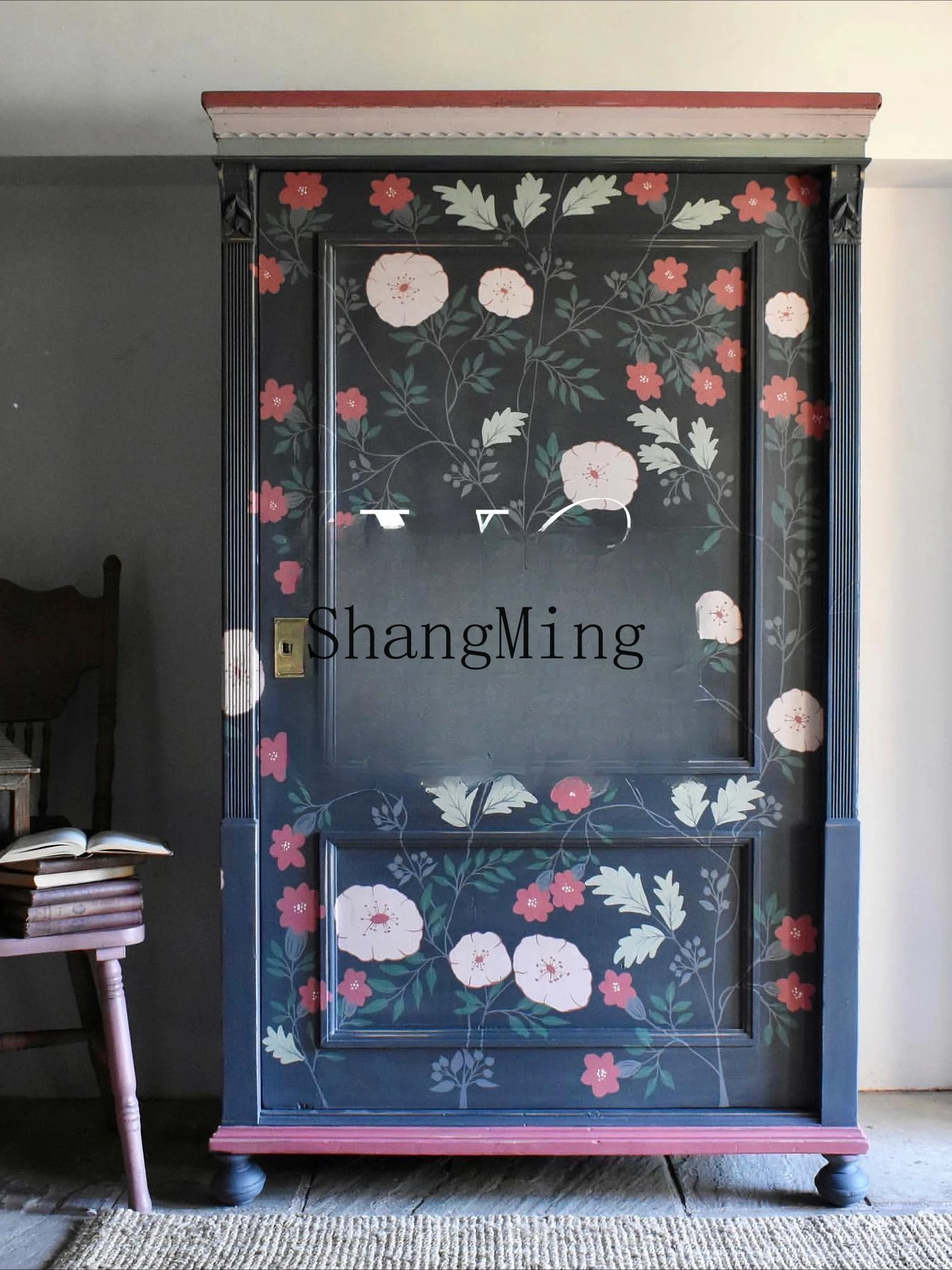 

CL solid wood hand-painted retro wine cabinet antique side cabinet storage cabinet high-end furniture