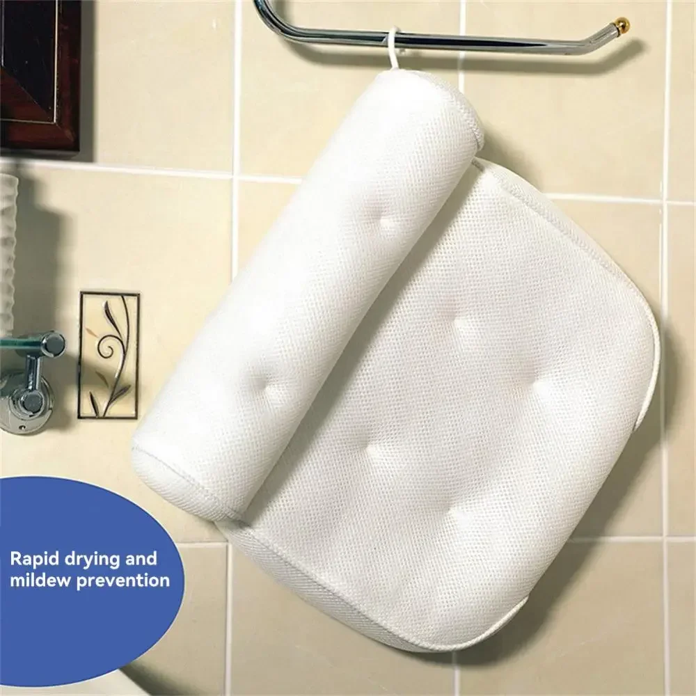 Spa Non-Slip Bath Pillow Cushioned Bath Tub Spa Pillow Bathtub Head Rest Pillow With Suction Cups For Neck Back Bathroom Supply