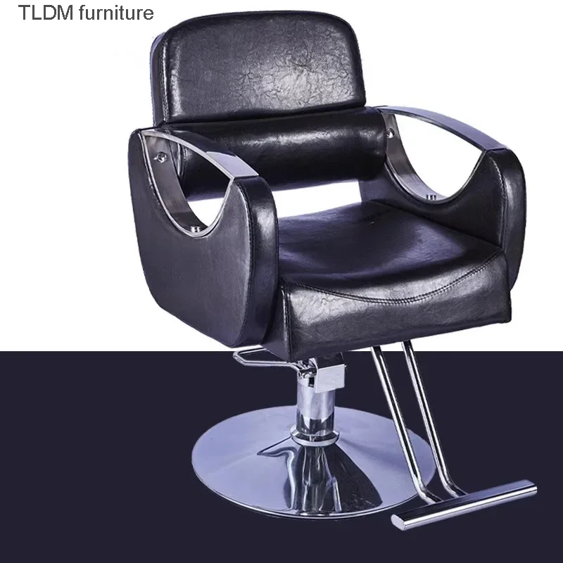 Men Salon Barber Chair Luxury Makeup Beauty Black Adjustable Chair Swivel Armrest Comfortable Cushion Cadeira Furnitures