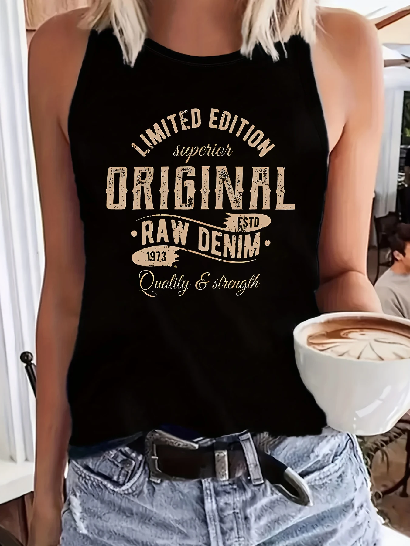 Women's Summer Sleeveless Tank Top, Vintage Limited Edition 1973 Retro Letter Print, Distressed Text Casual Daily Workout Vest