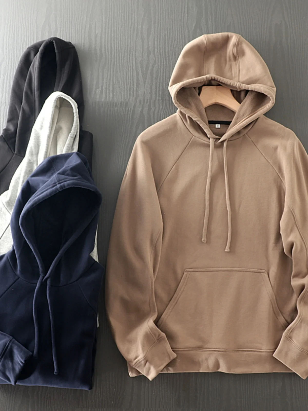 

Heavyweight Loop Cotton Hoodie Men's Basic Versatile Color Kangaroo Pocket Sweatshirt for Autumn Straight Leg Fit Youth