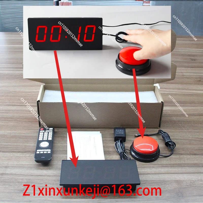 4-Position LED 10-second Timer Stopwatch with Buttons for Interactive Game Competition Training - Display Digital Multicolor
